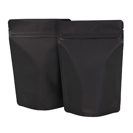 5 x 8 x 2 <span class='fraction'>1/2</span>", Black - Matte Stand-Up Barrier Pouches